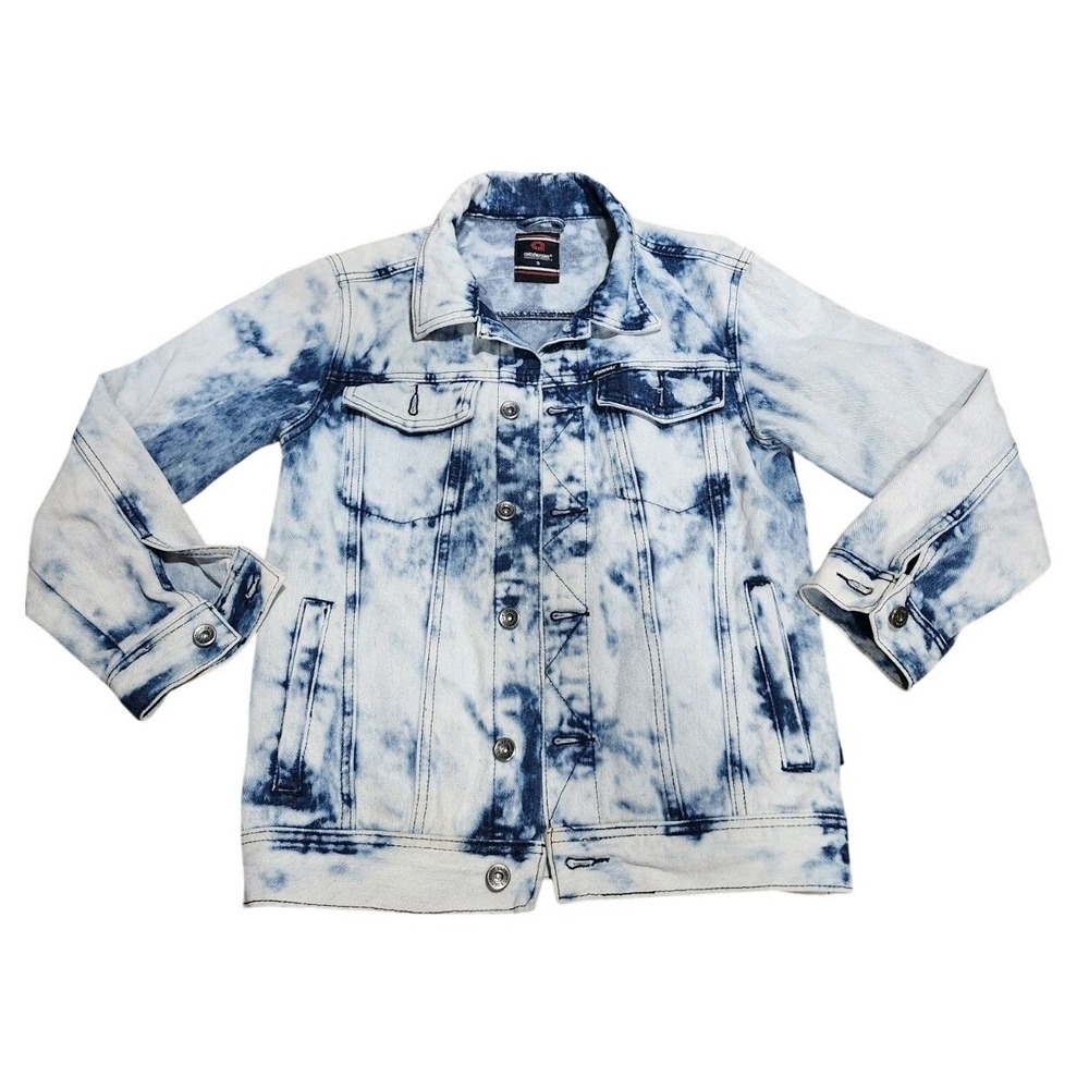 Y2K AKDMKS Akademiks Denim Jean Jacket Small Acid Stone Wash Streetwear